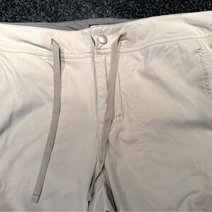 Beige Casual Drawstring Pants